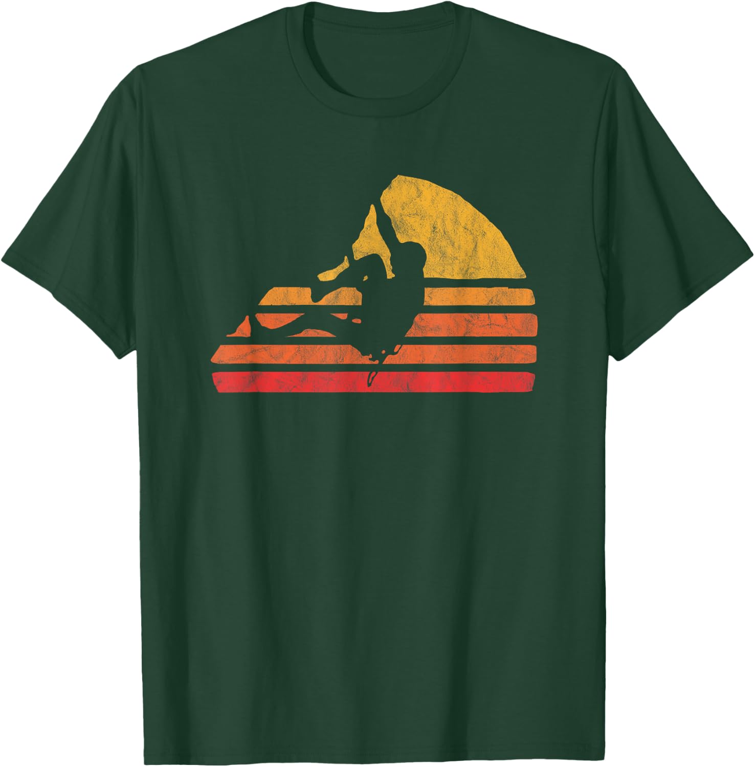 Bouldering Distressed Retro Rock Climbing 80's Sun Graphic T-Shirt - T-Shirt | Forest