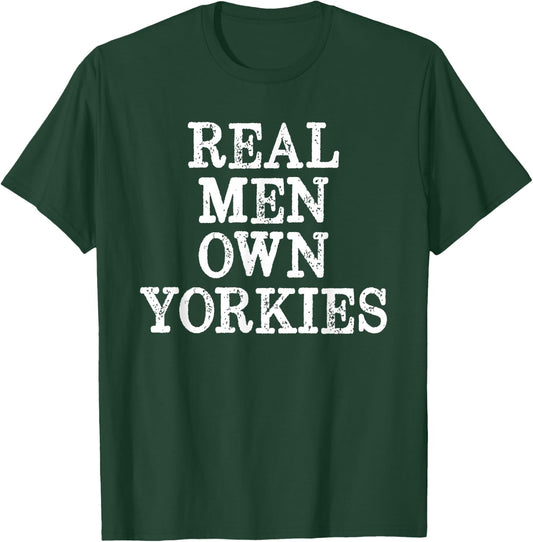 BDAZ Yorkie Dad Real Men Own Yorkies Terriers Dog Husband - Black, Small T-Shirt - T-Shirt | Forest