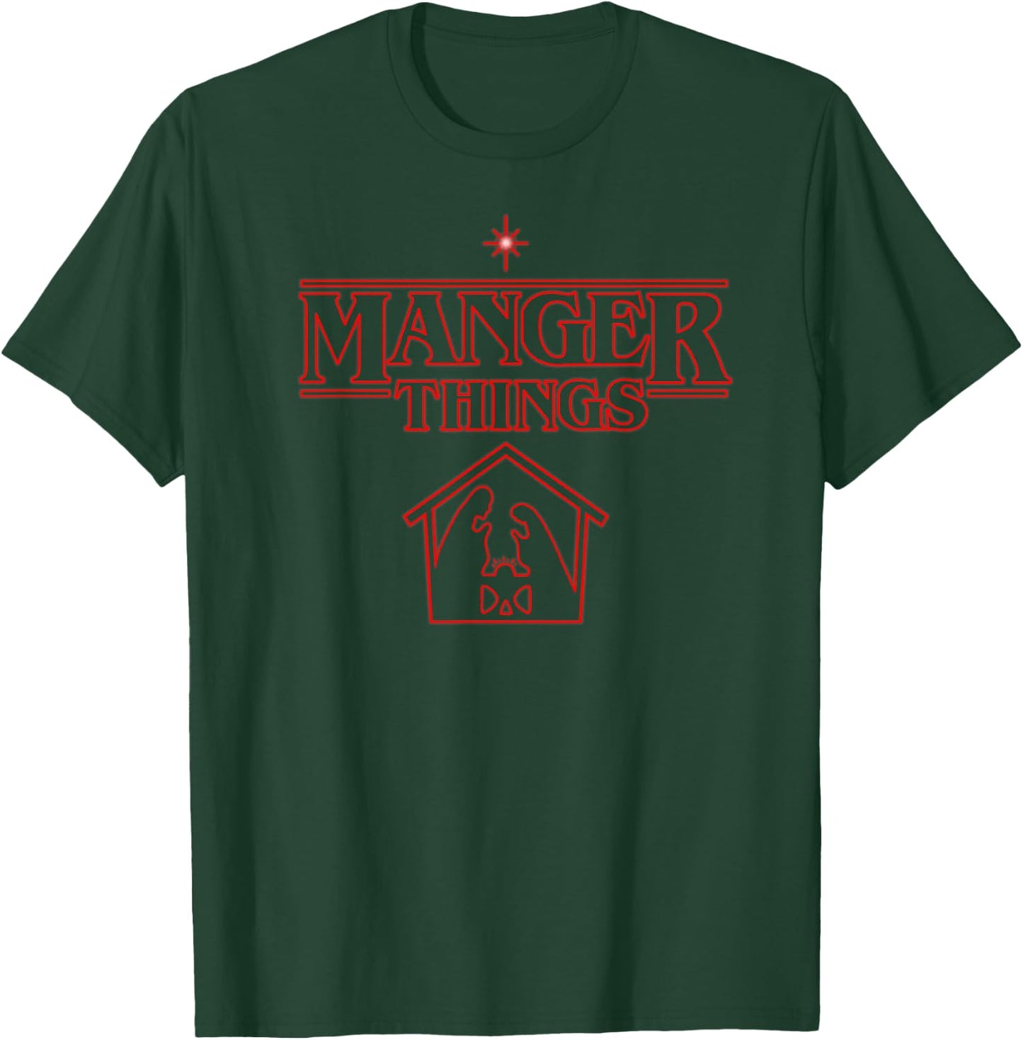 Manger Things Christmas T-Shirt - T-Shirt | Forest