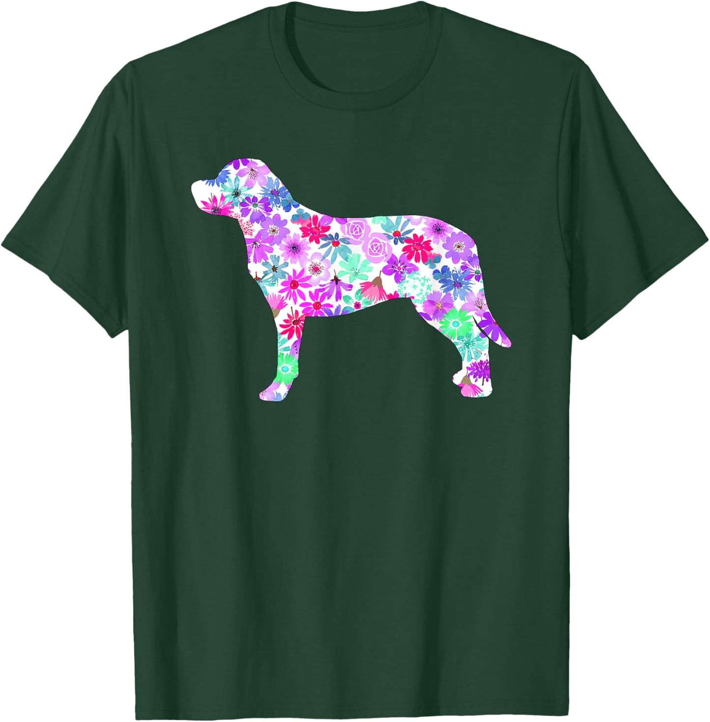 Colorful Watercolor Art Floral Flower Labrador Retriever T-Shirt - T-Shirt | Forest