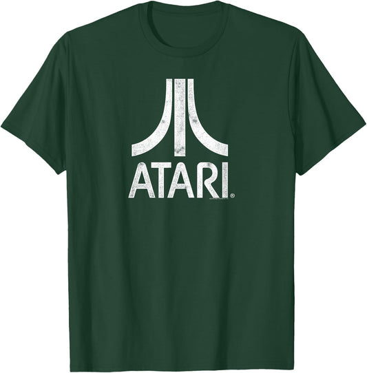 ATARI White Distressed Retro Gaming Logo T-Shirt - T-Shirt | Forest