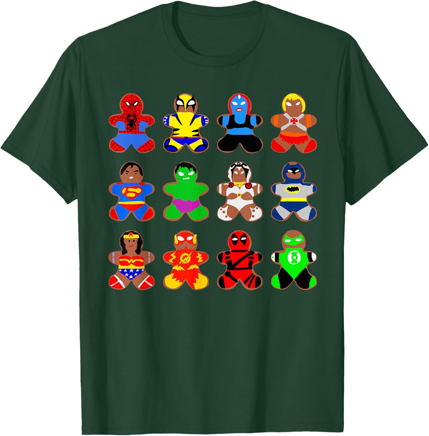 Superhero Gingerbread Man Women Men Christmas Xmas T-Shirt - T-Shirt | Forest