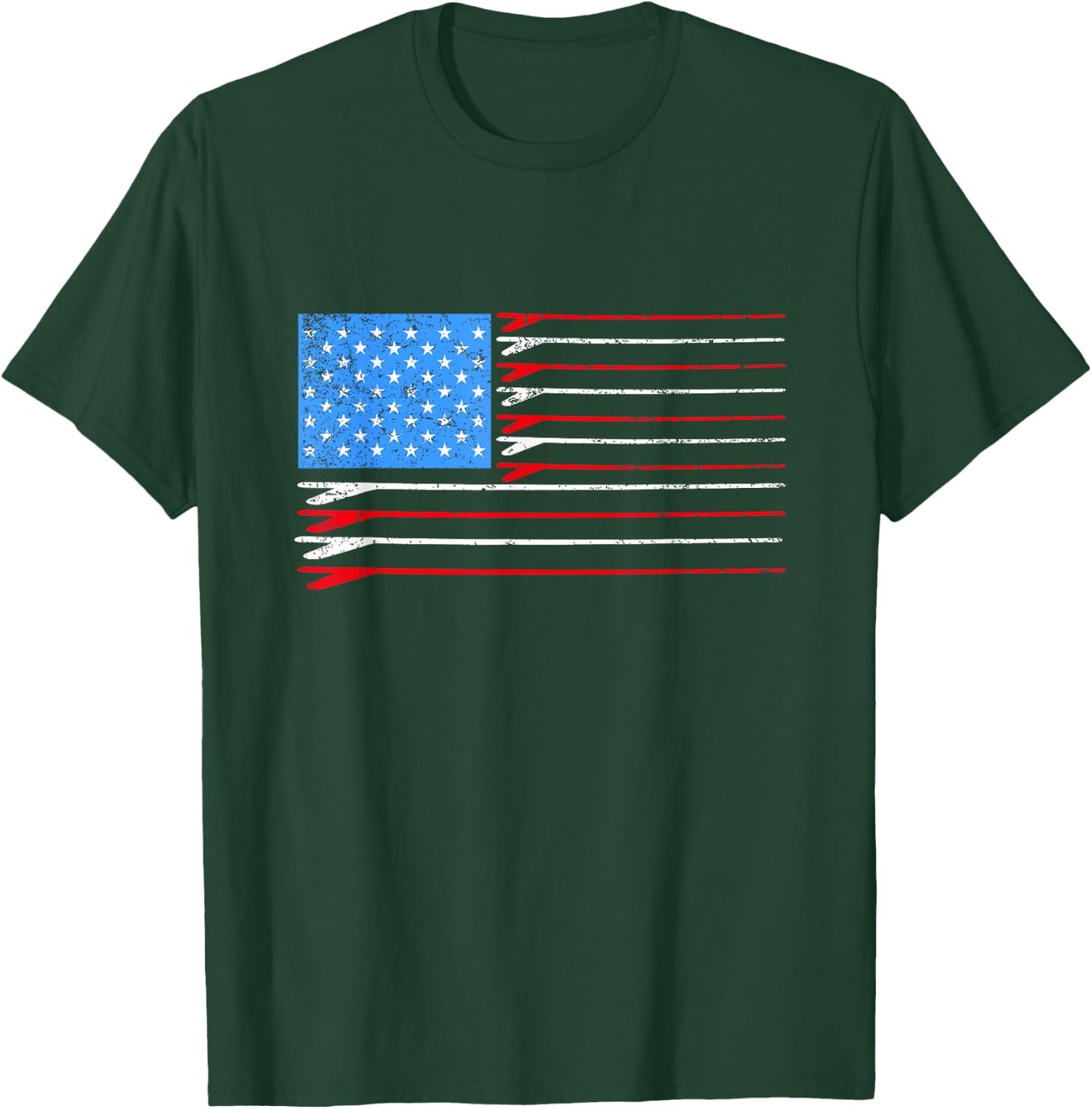 Surfboard American Flag Surfer T-Shirt - T-Shirt | Forest