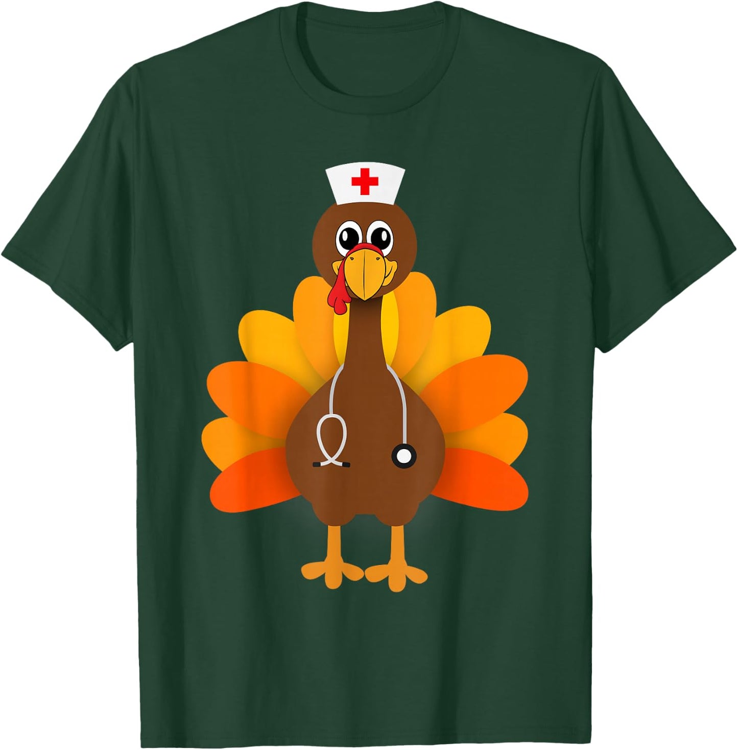 Thanksgiving Scrub Tops Women Turkey Nurse Holiday Nursing T-Shirt - T-Shirt | Forest