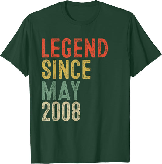 Legend Since May 2008 17th Birthday Gifts 17 Year Old T-Shirt - T-Shirt | Forest