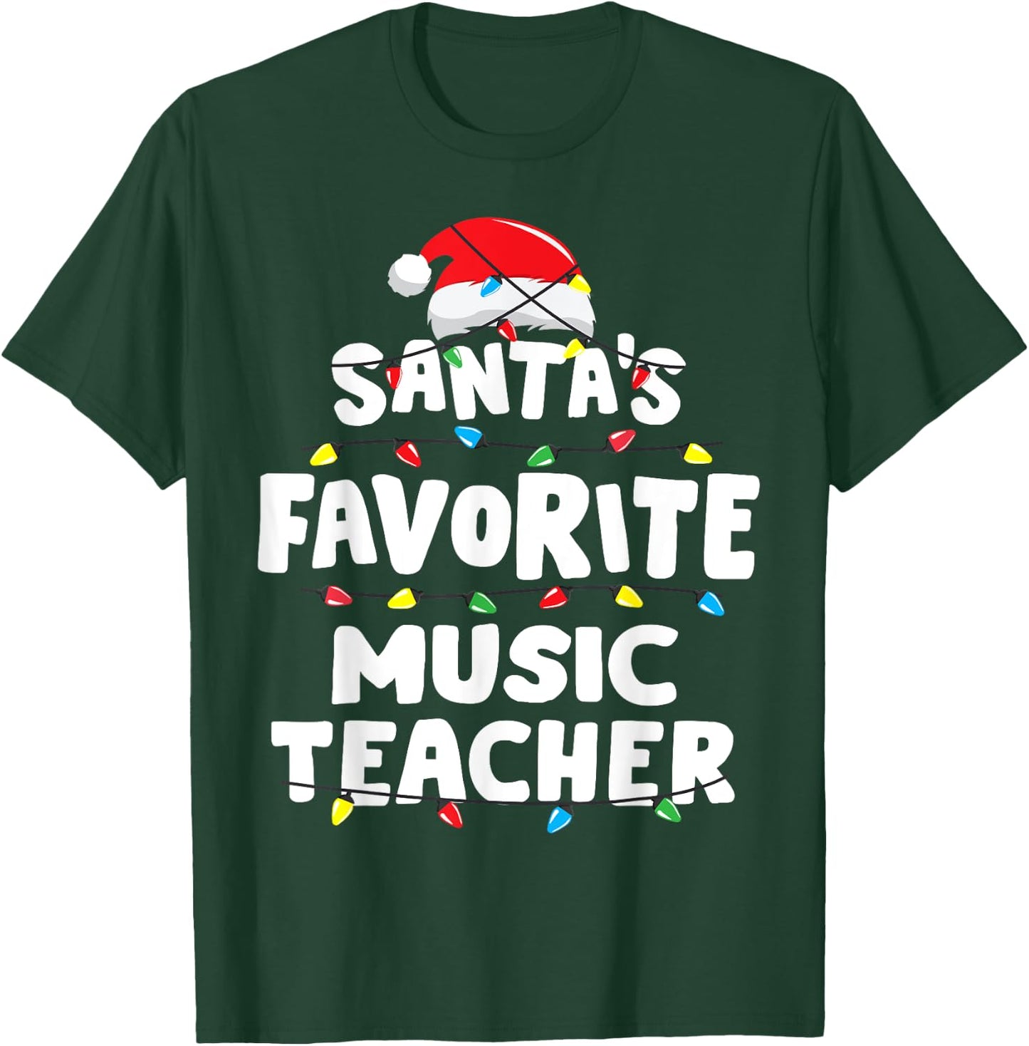 Music Teacher Santa's Favorite Funny Gift Xmas Men Women Kids T-Shirt - T-Shirt | Forest