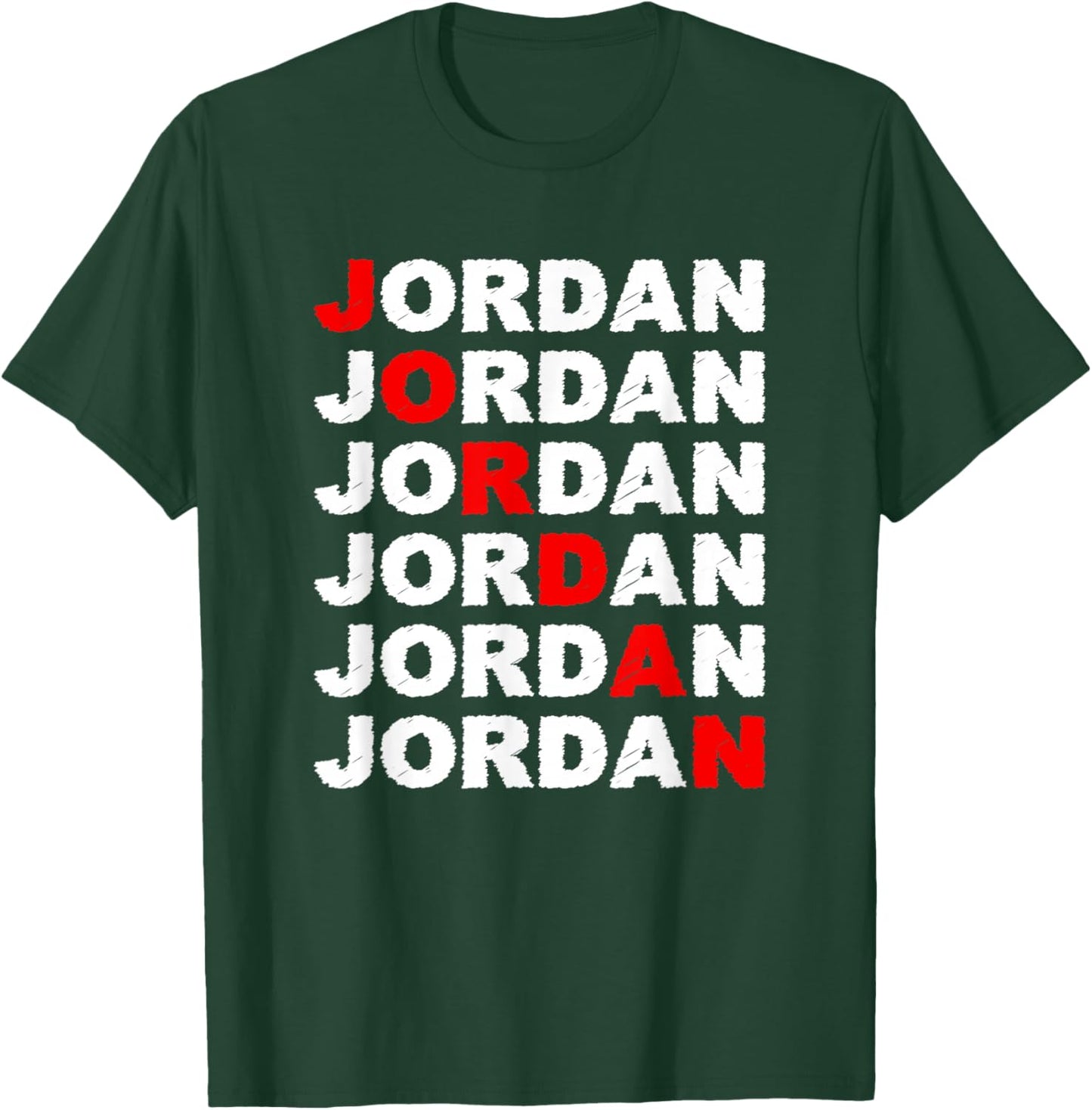 Name Jordan Distressed Typography Diagonal Design T-Shirt - T-Shirt | Forest