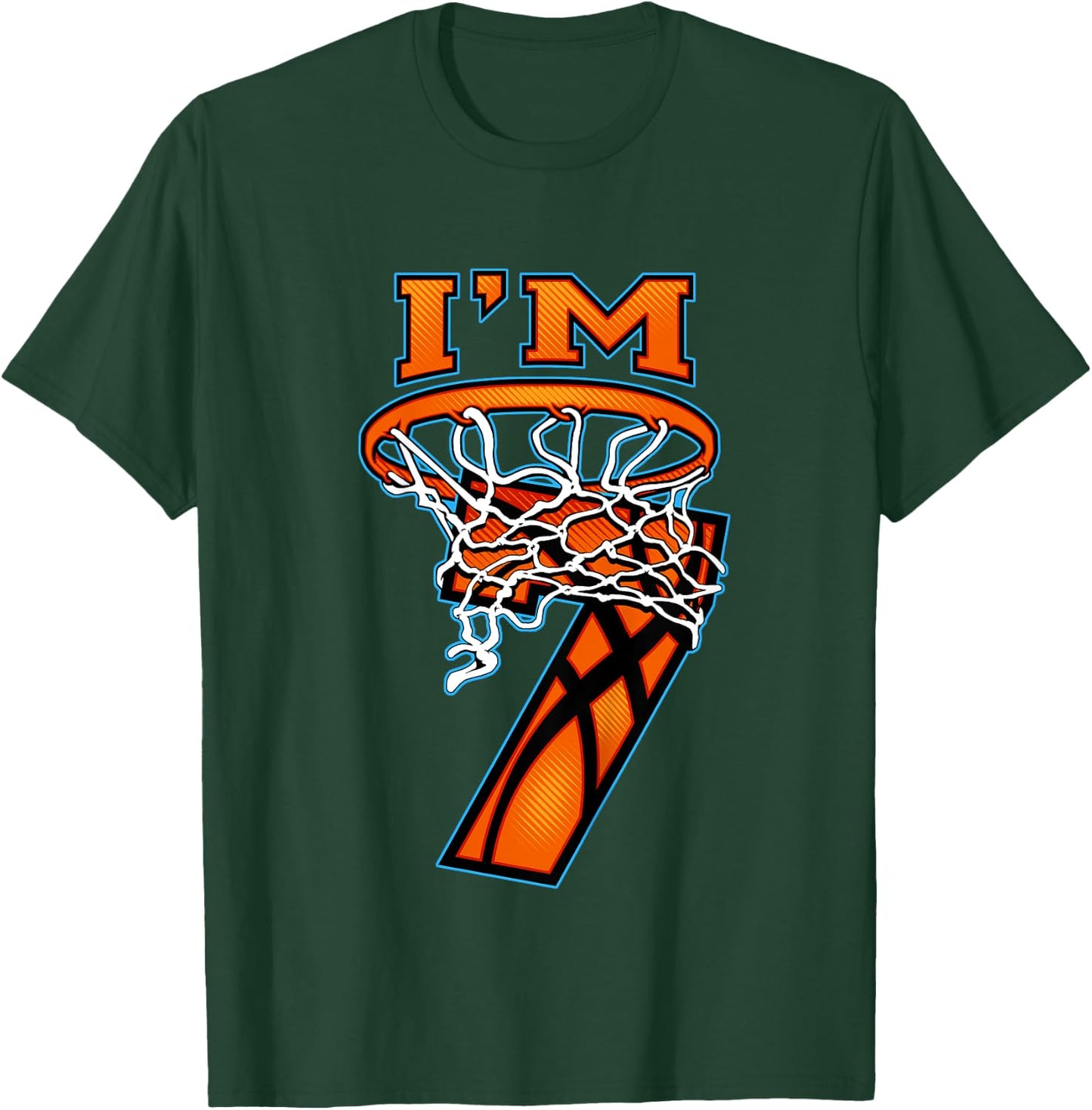 Basketball I'm 7 Boy Girl 7th Birthday Gift T-Shirt - T-Shirt | Forest