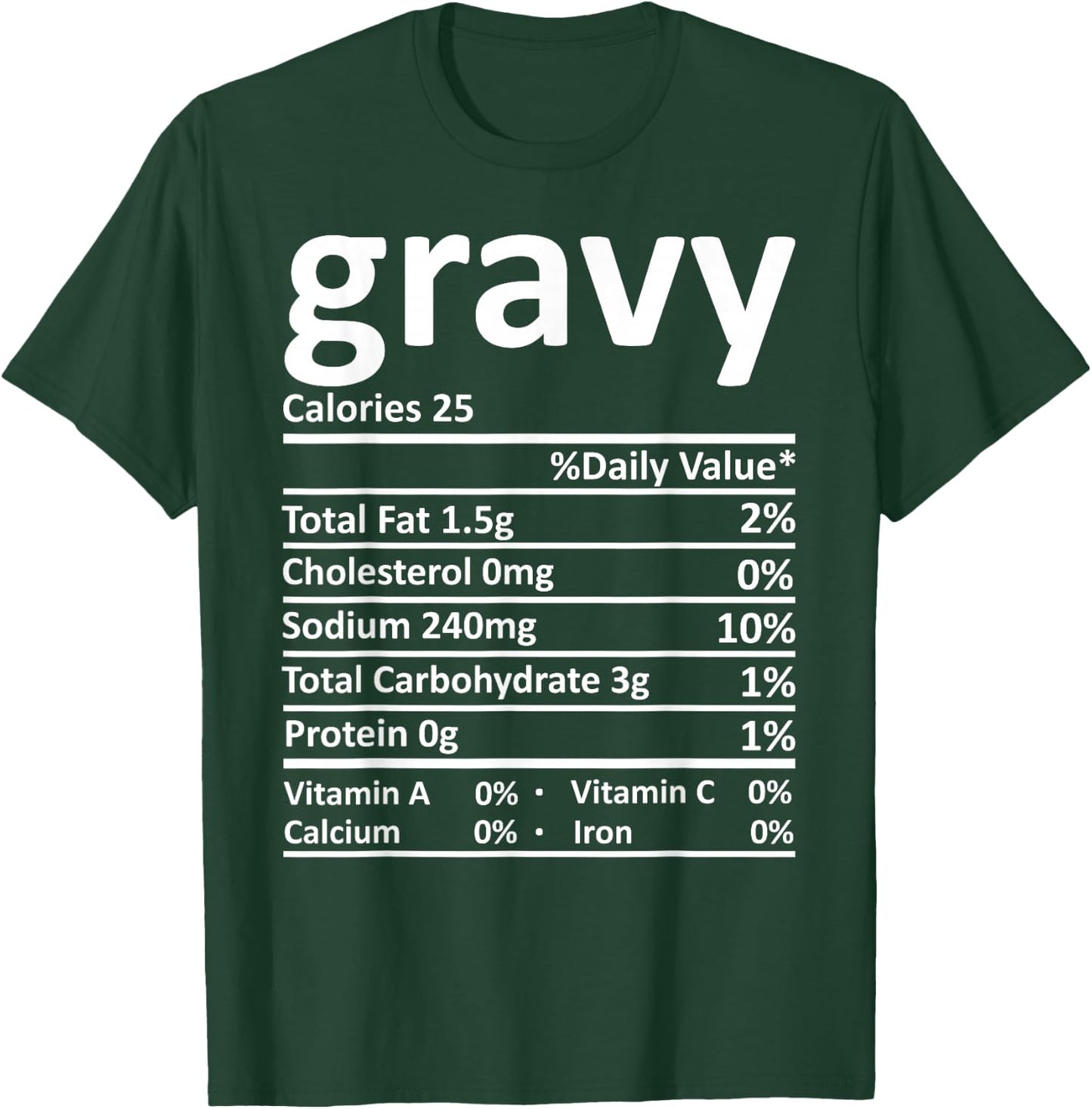 Gravy Nutrition Thanksgiving Costume Food Facts Christmas T-Shirt - T-Shirt | Forest