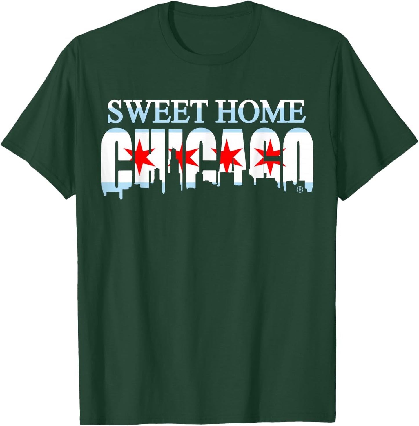 Sweet Home Chicago Flag Skyline Men Women Kids T-Shirt - T-Shirt | Forest