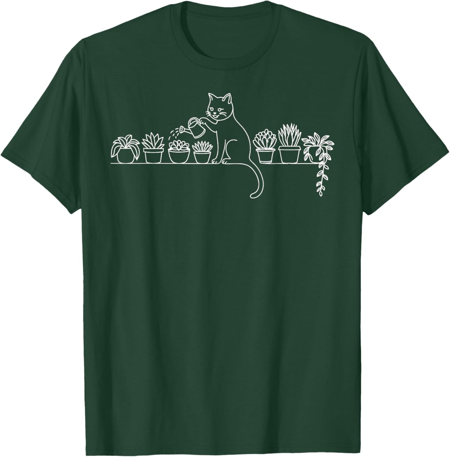 Funny Cat Water Plants Lover Planting Gardening Hobby T-Shirt - T-Shirt | Forest