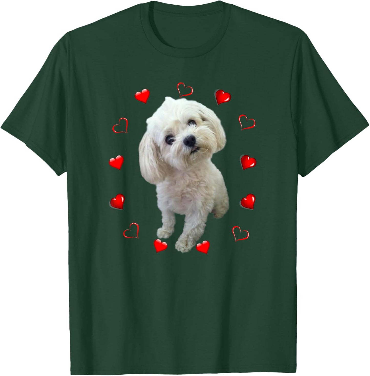 Maltese Dog Lover Puppy Owner Maltipoo Mix Fans Hearts T-Shirt - T-Shirt | Forest