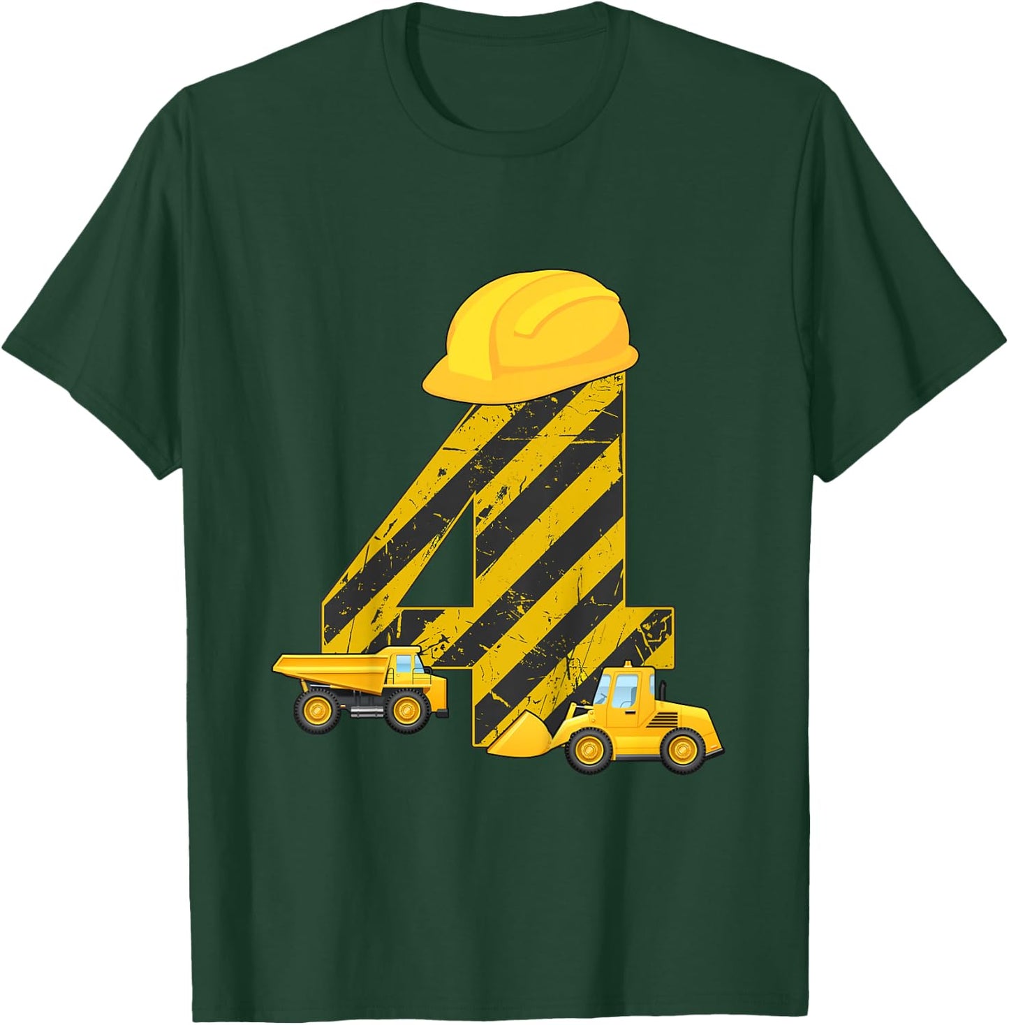 4th Birthday Digger I 4 Years Builder Excavator Gift T-Shirt - T-Shirt | Forest