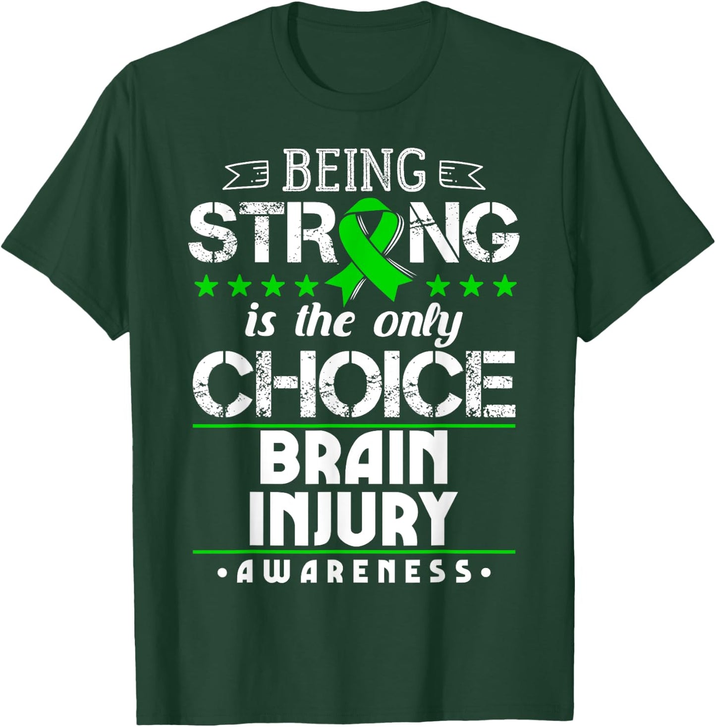 Brain Trauma Gift TBI Intracranial Injury Awareness Ribbon T-Shirt - T-Shirt | Forest