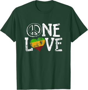 One Love Rastafari Shirt Africa Retro Vintage T-Shirt - T-Shirt | Forest