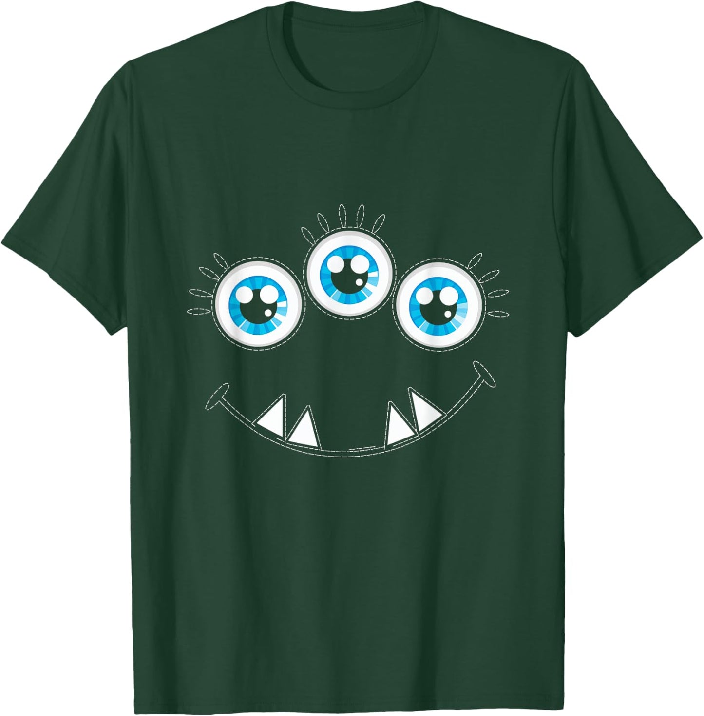 Three Eyed Monster Face Cute Halloween Fun Kids Adults T-Shirt - T-Shirt | Forest