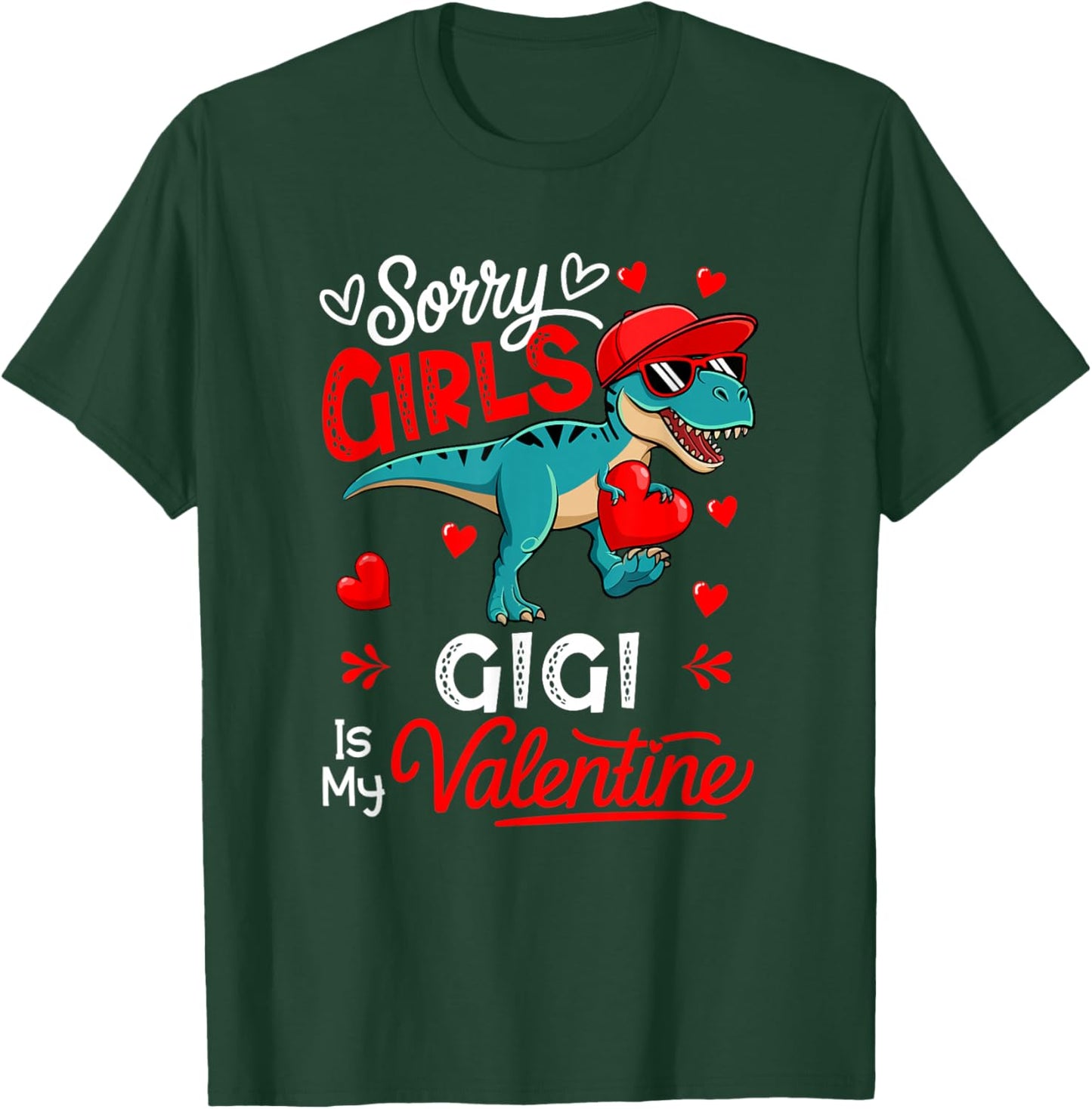 Girls Funny Joke Gigi Is My Valentine T-Rex Sunglasses T-Shirt - T-Shirt | Forest