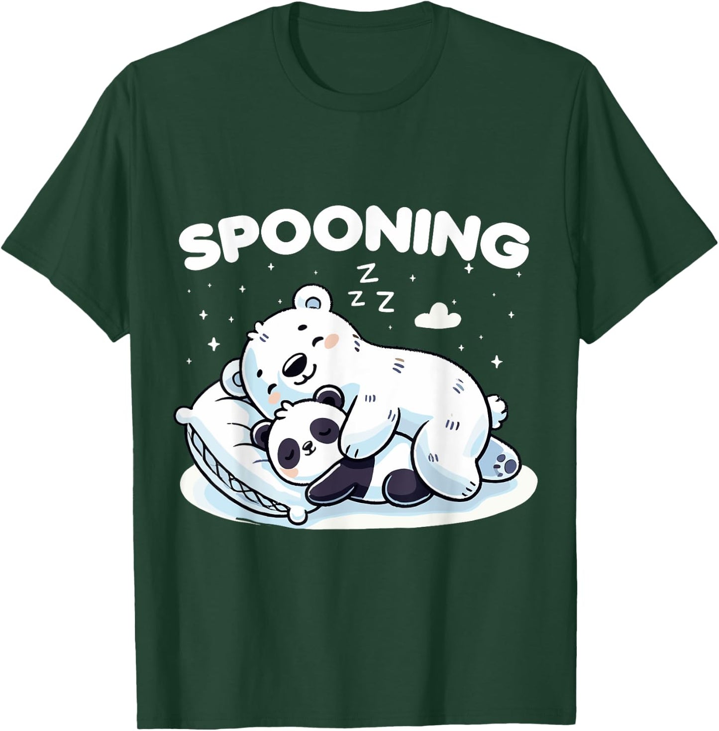 Sleeping Bear Couple Spooning Cute Sleepy Bears for Couples T-Shirt - T-Shirt | Forest