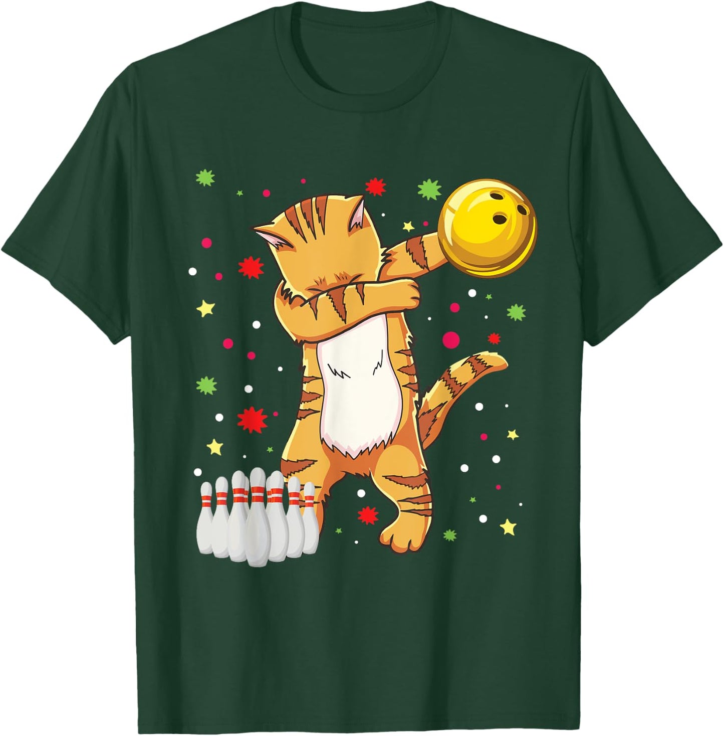 Dabbing Cat Bowling Shirts Funny Bowling Gift Cat Mom Girl T-Shirt - T-Shirt | Forest