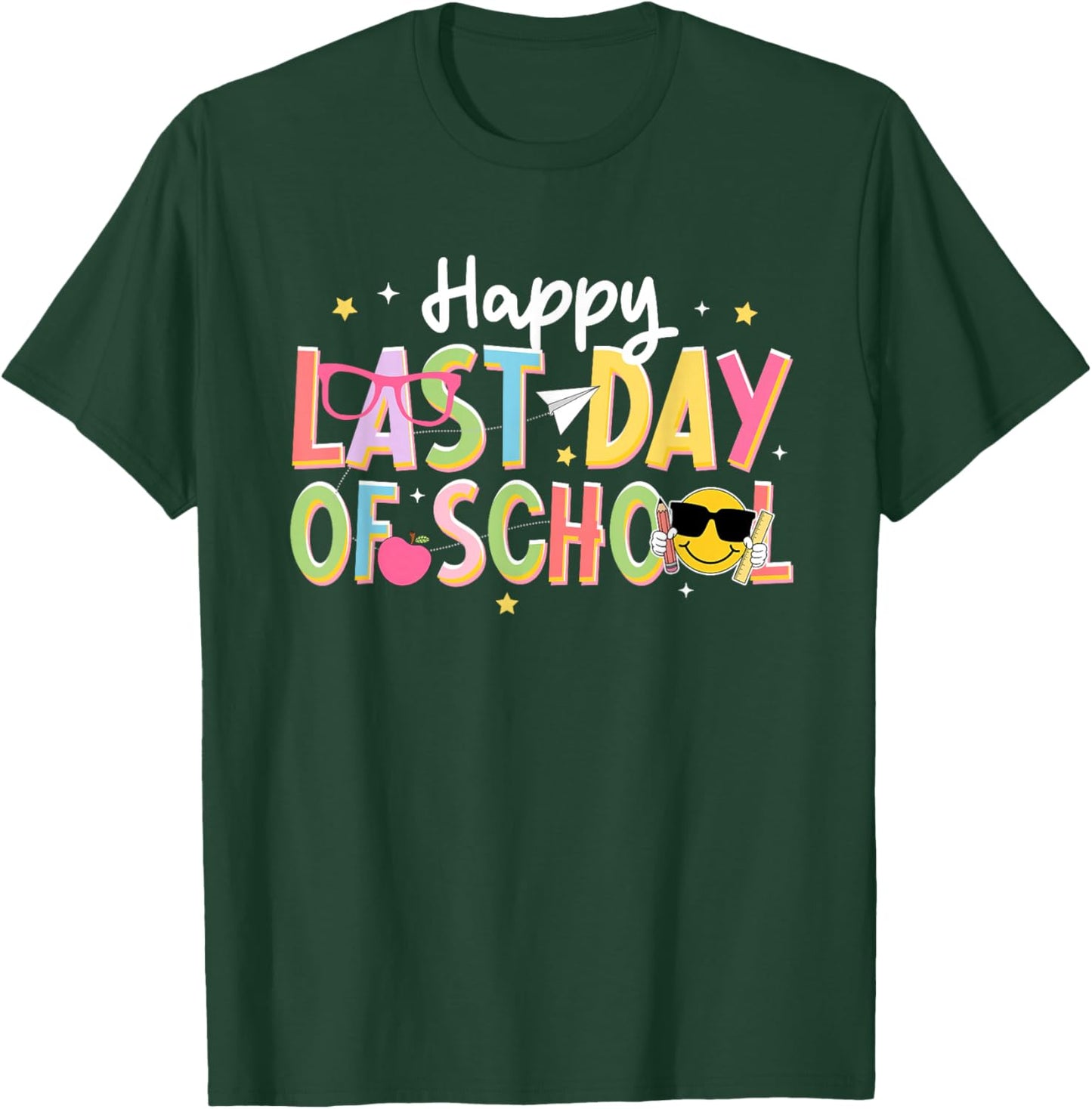 Last-Day of School Smile Face Teacher Student End of Year T-Shirt - T-Shirt | Forest