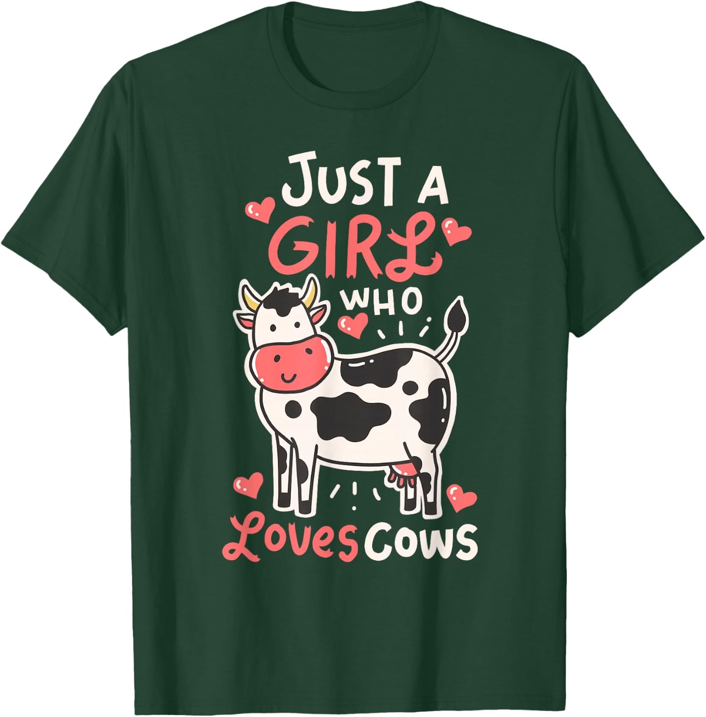 Cow Just A Girl Who Loves Cows Farmer Butcher Milk T-Shirt - T-Shirt | Forest