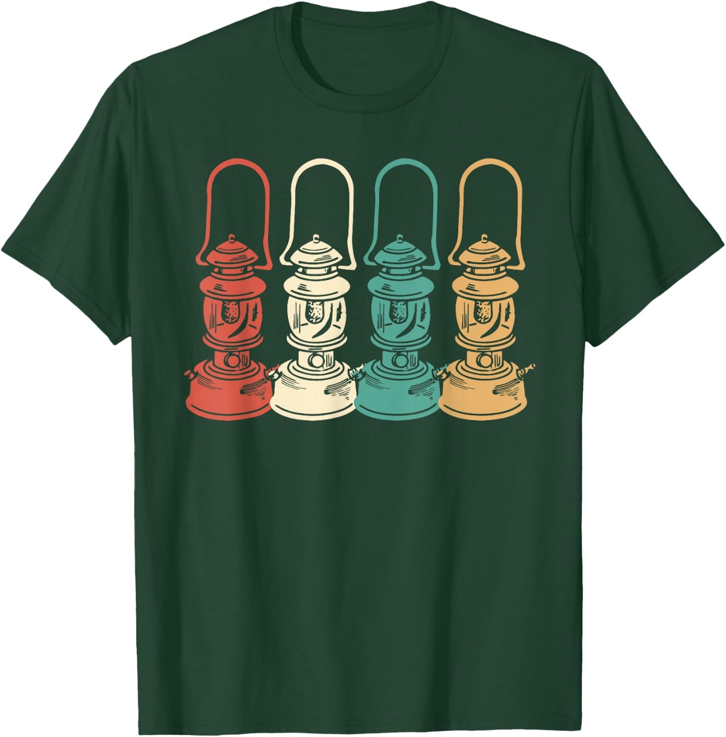 Vintage Camping Light Retro Camp Lantern T-Shirt - T-Shirt | Forest