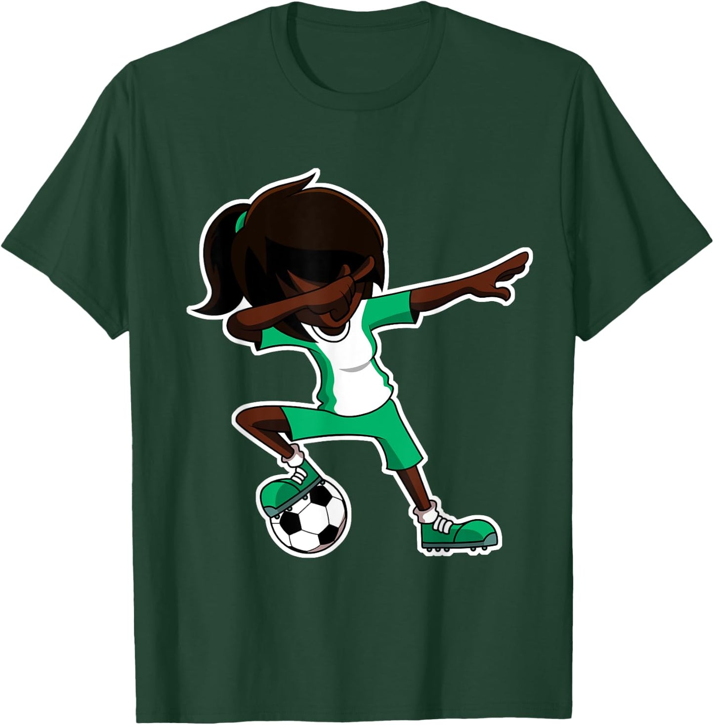 Dabbing Soccer Girl Nigeria Jersey, Nigerian Kids Dab Gifts T-Shirt - T-Shirt | Forest