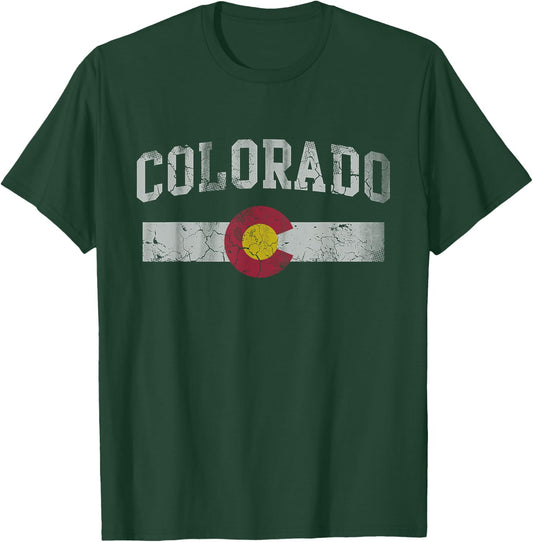 Retro State of Colorado Flag Vintage Fade T-Shirt - T-Shirt | Forest