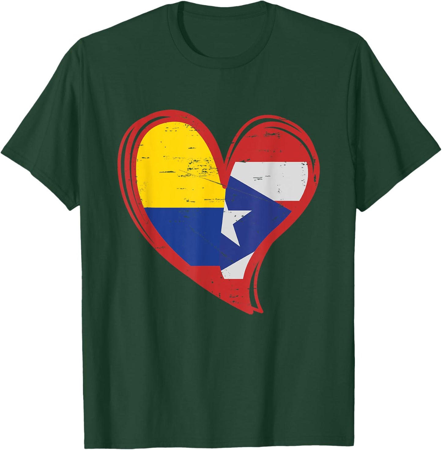 Colombian Puerto Rican Flag graphic Vintage PR Colombia T-Shirt - T-Shirt | Forest