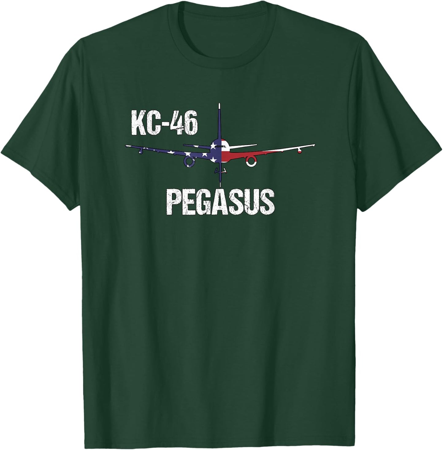 KC46 Pegasus Air Force Pilot- American Flag Funny Aviation Women Kids Men T-Shirt - T-Shirt | Forest