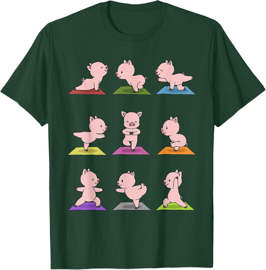 Pig Yoga Funny Piglets In Yoga Poses Sports T-Shirt - T-Shirt | Forest