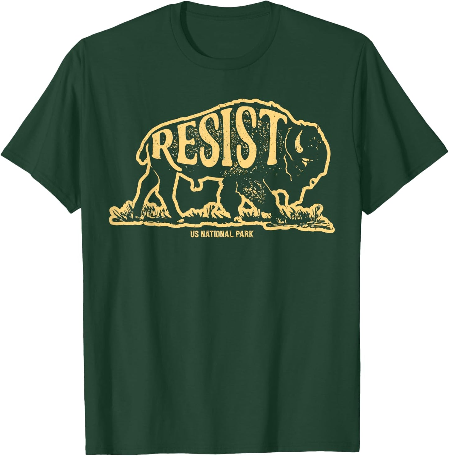ALT US National Park Resist Service Bison Buffalo Vintage T-Shirt - T-Shirt | Forest