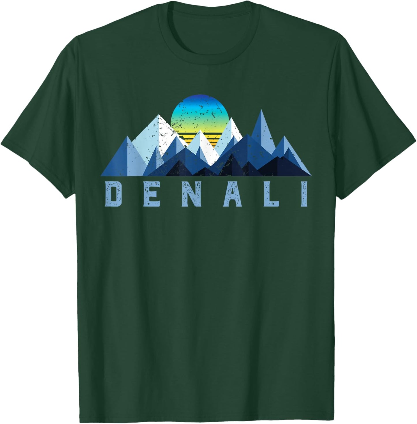 Vintage Denali Retro National Park Geometric T-Shirt - T-Shirt | Forest