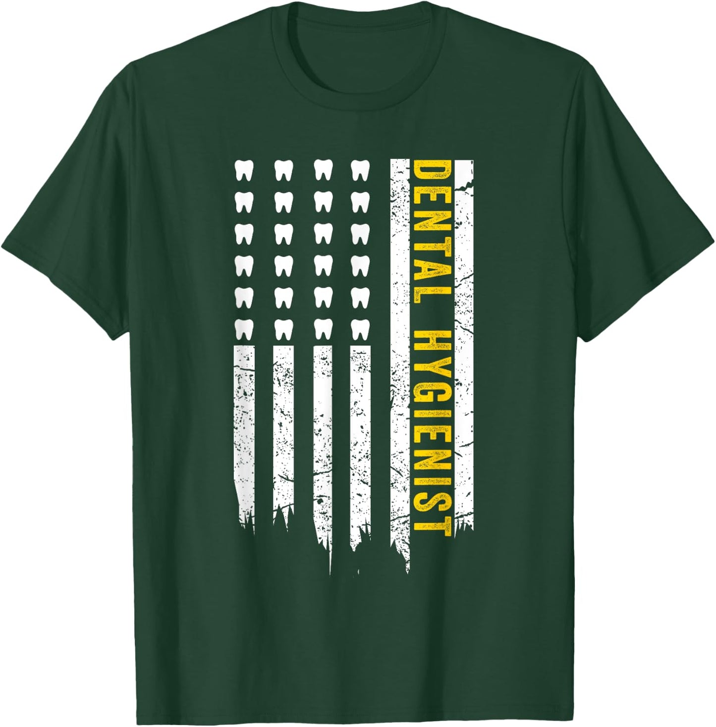 USA Flag Dental Hygienist Gifts Dental Hygiene School Women Girls Kids Men T-Shirt - T-Shirt | Forest