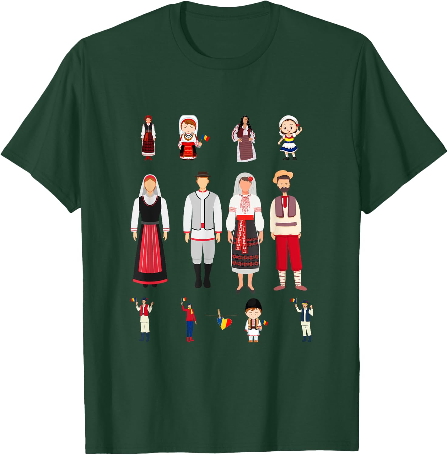 Traditional Romanian Family and Woman T-Shirt - T-Shirt | Forest