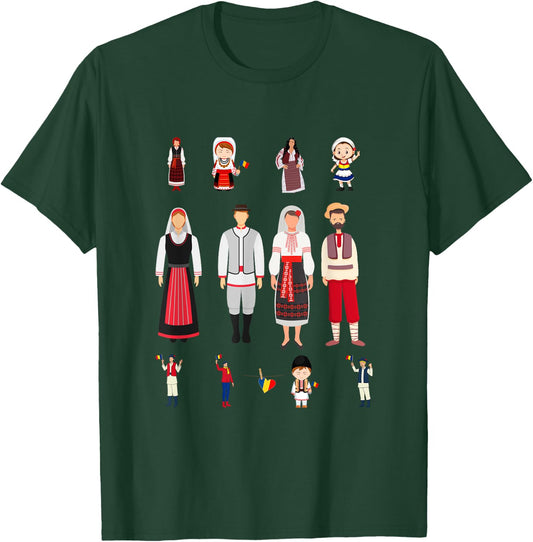 Traditional Romanian Family and Woman T-Shirt - T-Shirt | Forest