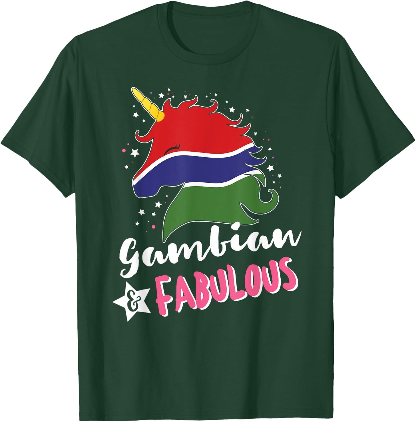 Gambian Unicorn Gambia Flag T-Shirt - T-Shirt | Forest