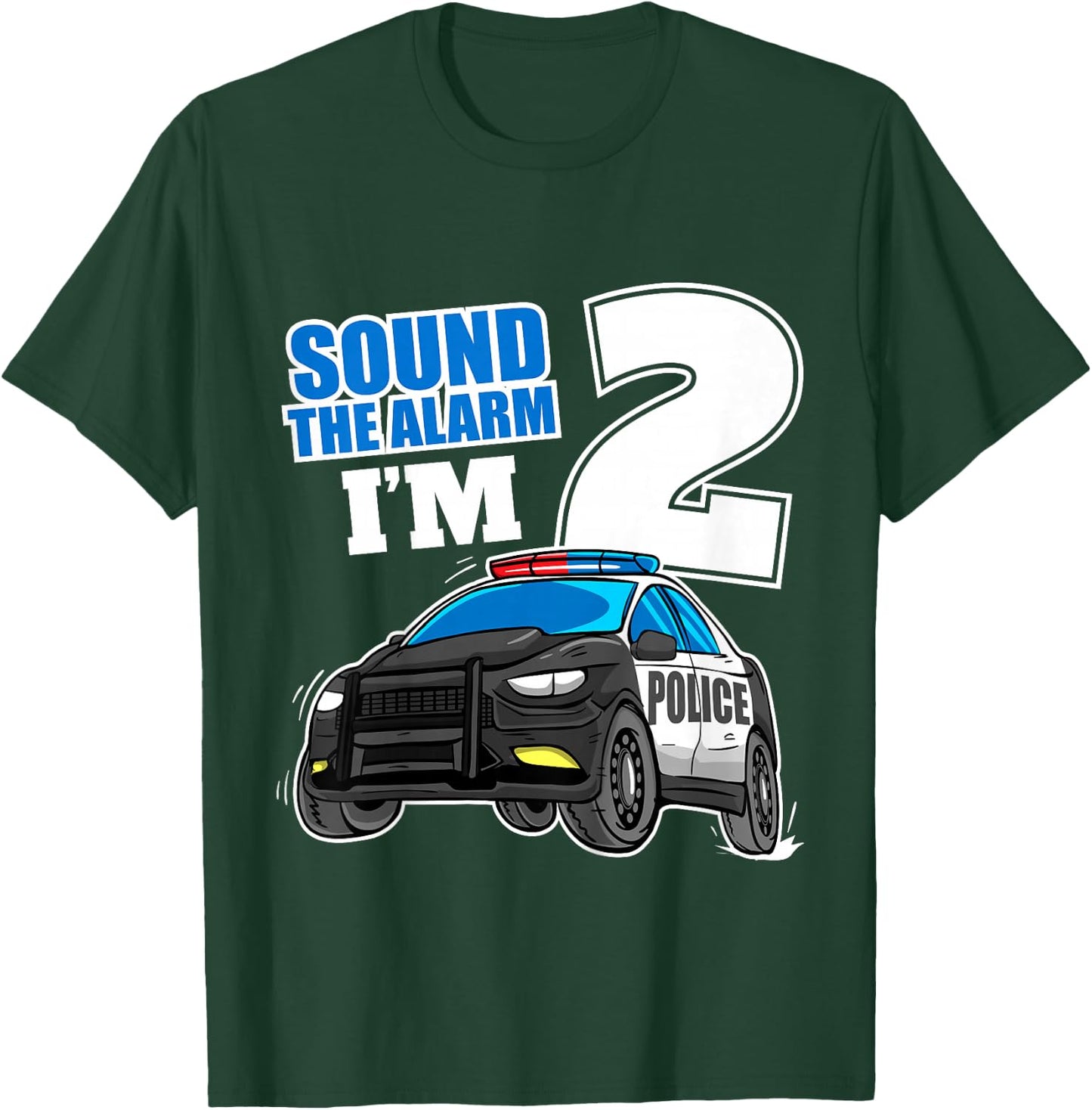 Kids Police Car 2nd Birthday Boy 2 Cop Policeman Officer Two T-Shirt - T-Shirt | Forest