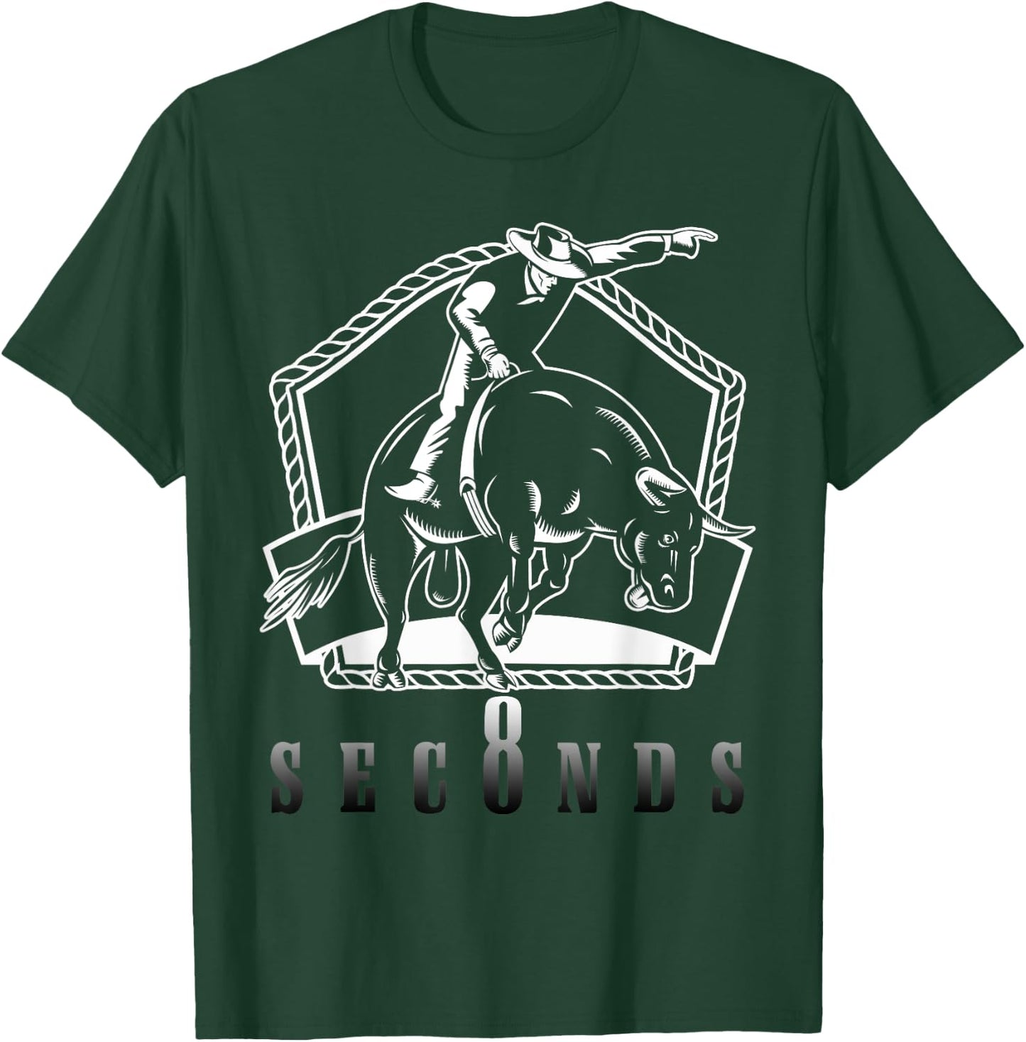 Cowboy Bull Riding Ask Me In Eight Seconds Western Rider T-Shirt - T-Shirt | Forest