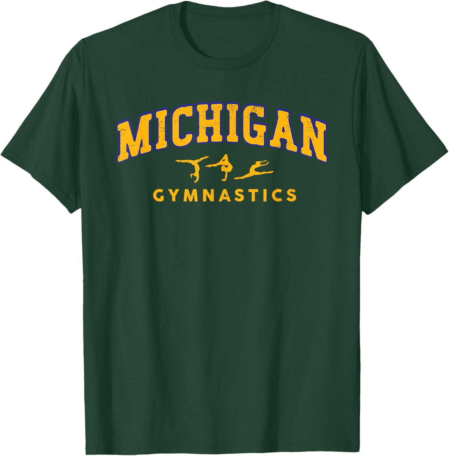 Michigan Gymnastics Gymnast Acrobatics Vintage T-Shirt - T-Shirt | Forest