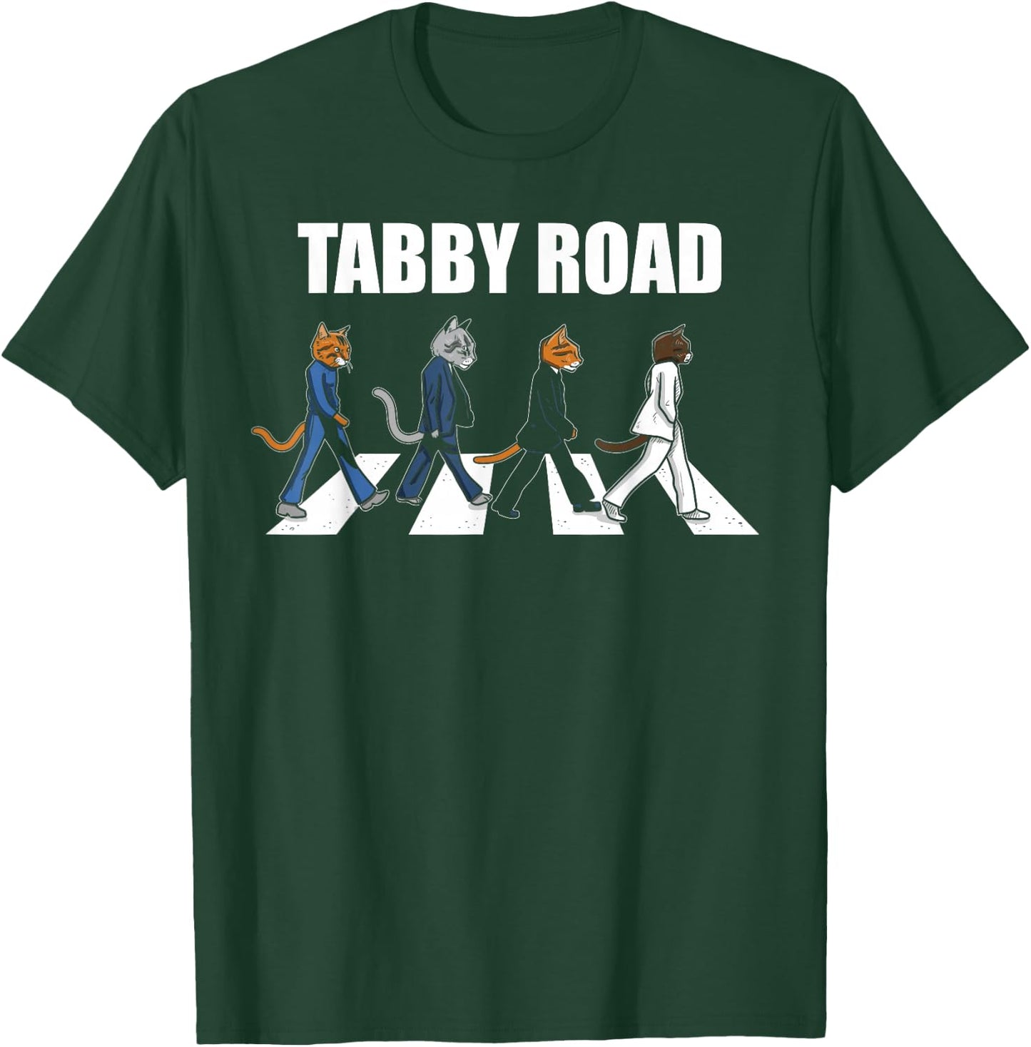 Unique Kitty Cat Gifts | Kittyworks Tabby Road Cool Cats Adult Cat Lovers Graphic , Black, Small, Short Sleeve, Classic Fit T-Shirt - T-Shirt | Forest