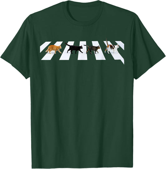 Cat Crosswalk Parody - Colorful Cats Crossing Road Funny T-Shirt - T-Shirt | Forest