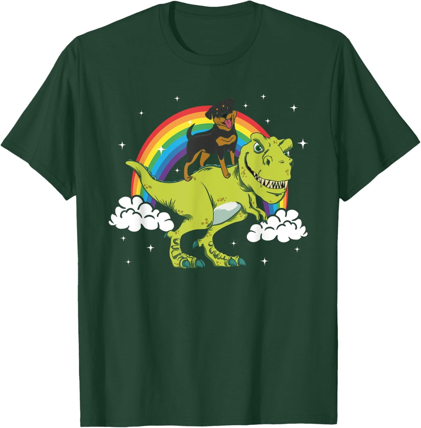 T-Rex Dinosaur Rottweiler Dog Riding Tyrannosaurus Dino Women Girls Kids T-Shirt - T-Shirt | Forest