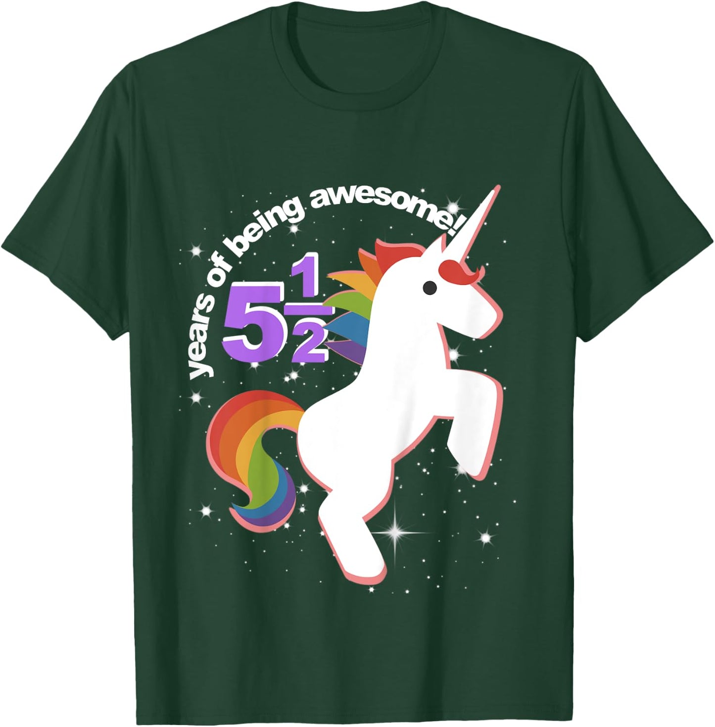 Girls Half Birthday Unicorn Shirt 5.5 5 and Half Years 5th T-Shirt - T-Shirt | Forest