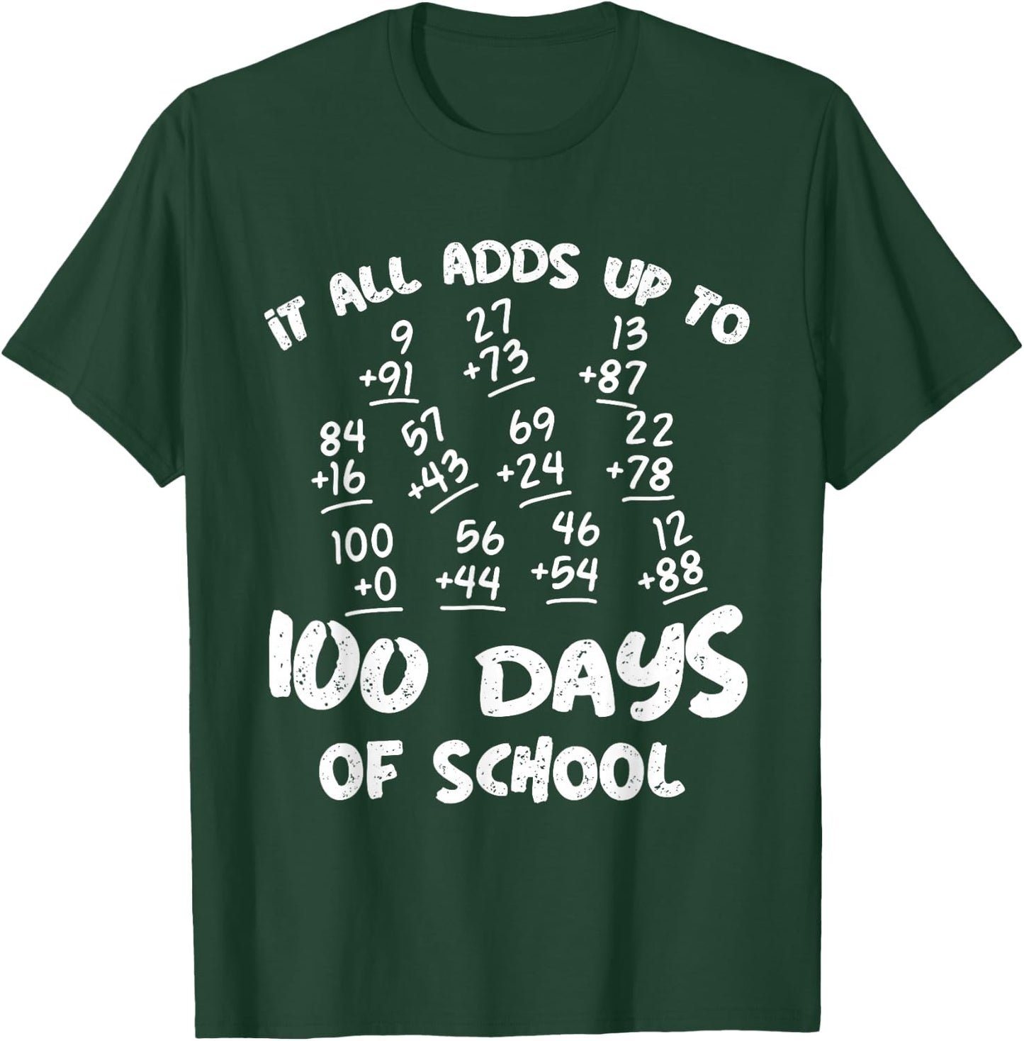 100 Days Of School Math Addition Formula 100th Day School T-Shirt - T-Shirt | Forest