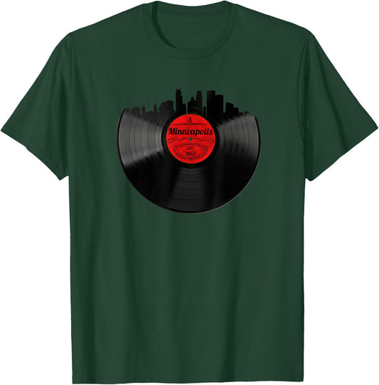 Minneapolis Minnesota Shirt Vintage Skyline Vinyl Record T-Shirt - T-Shirt | Forest