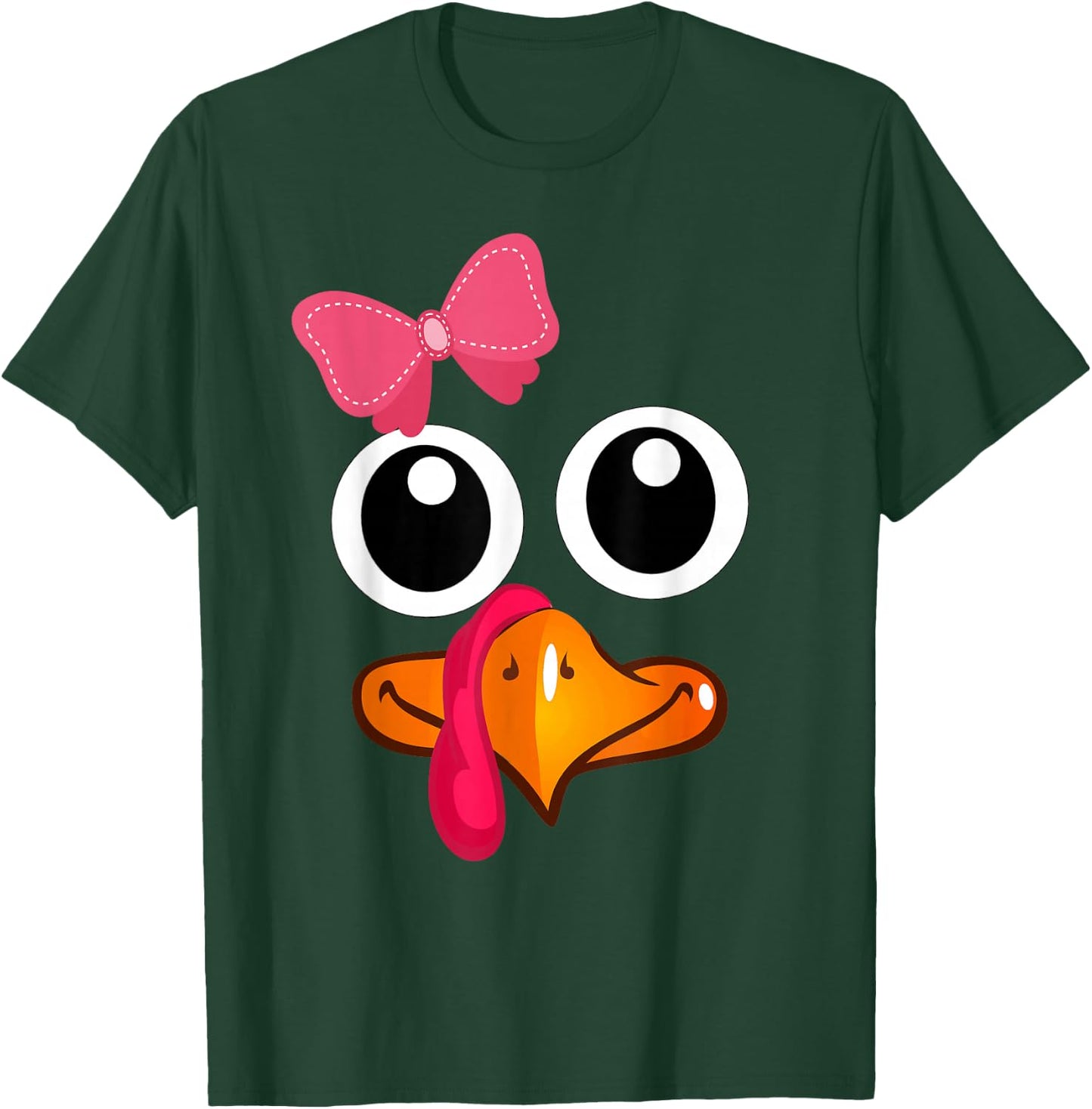 Thanksgiving Turkey Face Cute Girl T-Shirt - T-Shirt | Forest