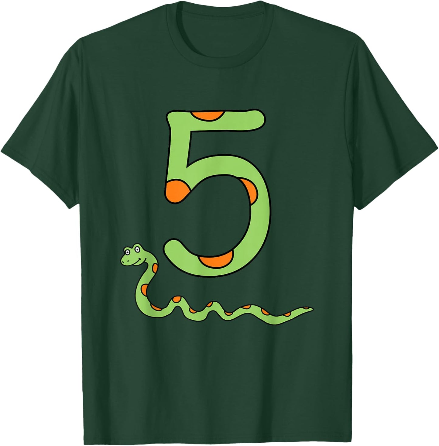 Snake Birthday Boy Kids Reptile Animal Number 5 5th Bday T-Shirt - T-Shirt | Forest