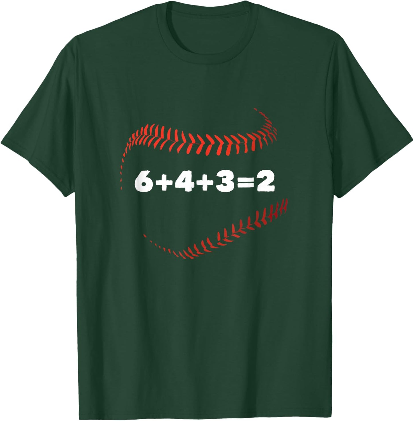 6+4+3=2 Double Play Baseball Player Funny Baseball Saying T-Shirt - T-Shirt | Forest
