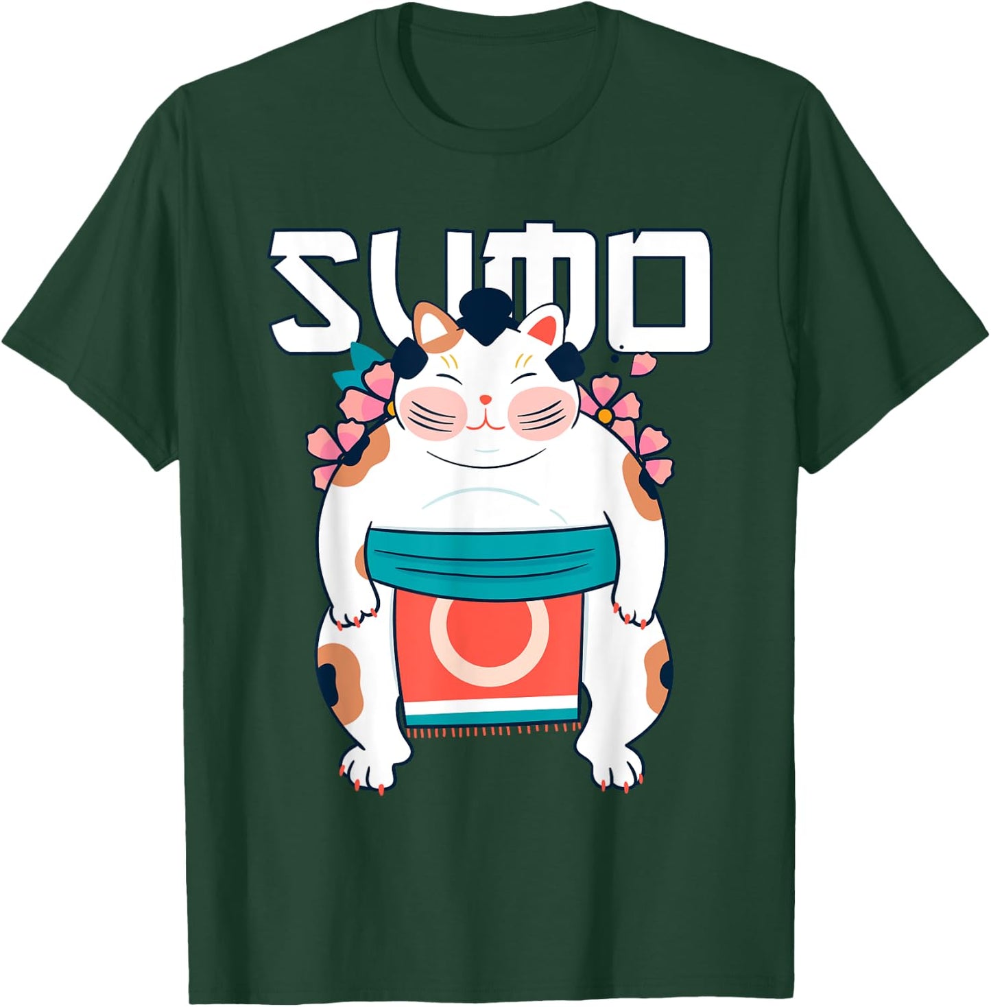 Japanese Neo Traditional Art Shirt Neko Sumo Cat T-Shirt - T-Shirt | Forest